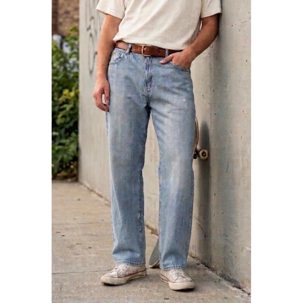 Y2K‎ Pepe Jeans London Hatton Mens 40 Vintage Wide Leg Light Wash Denim Jeans